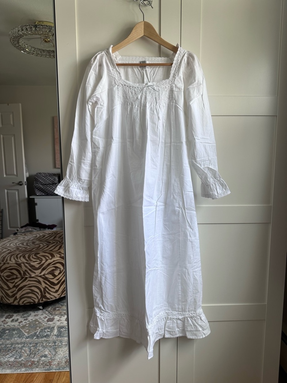 Martha vintage-inspired nightgown - 100% Cotton Longsleeve with Lace Trim NWOT